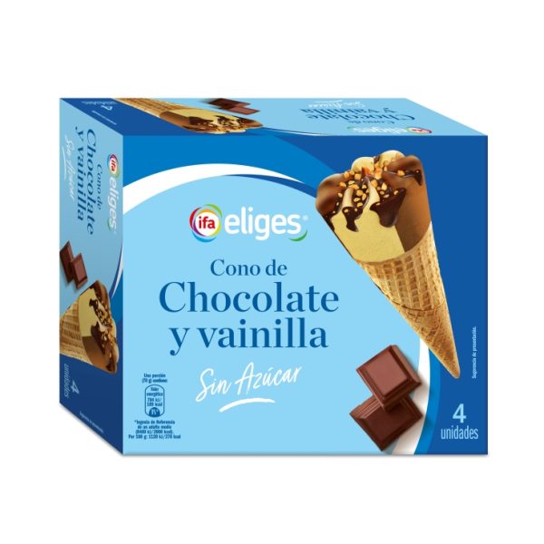 Vanilla chocolate cone ice cream s/sugar