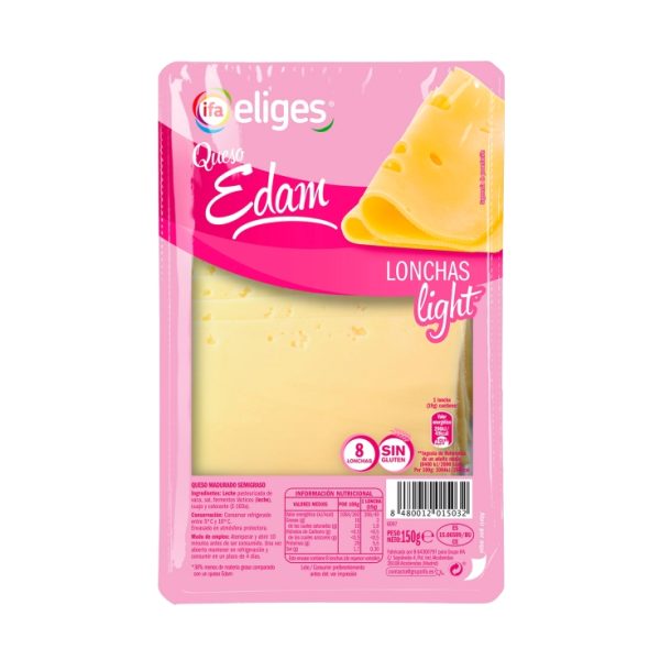 Sliced edam cheese light