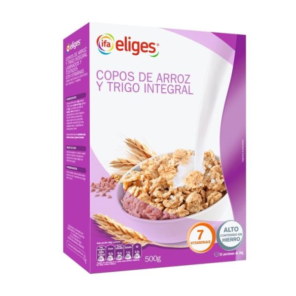 Rice and whole wheat flaked cereals