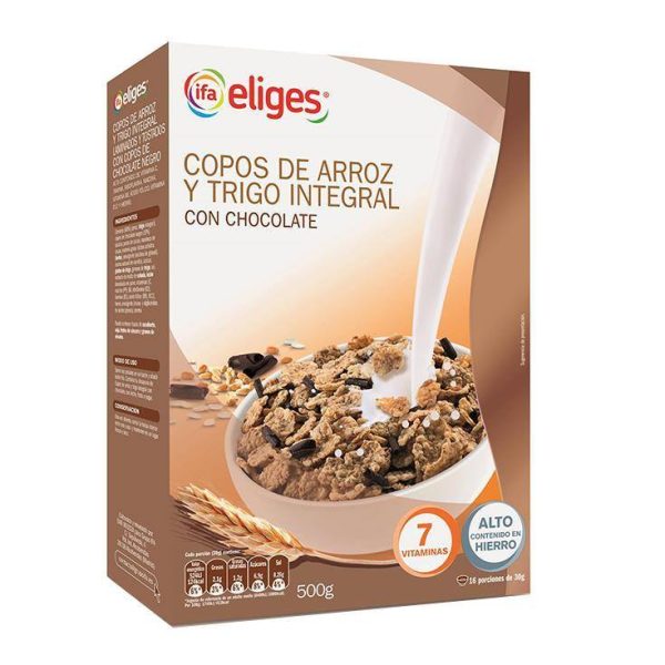 Cereals brown rice flakes chocolate