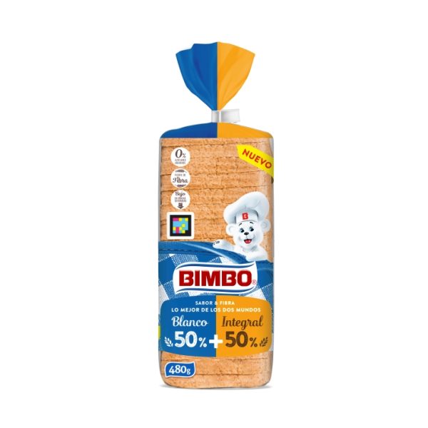 Sliced bread 50% white and 50% whole wheat