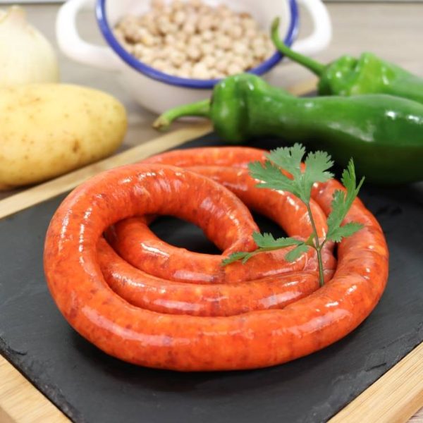 Fresh homemade chistorra sausage